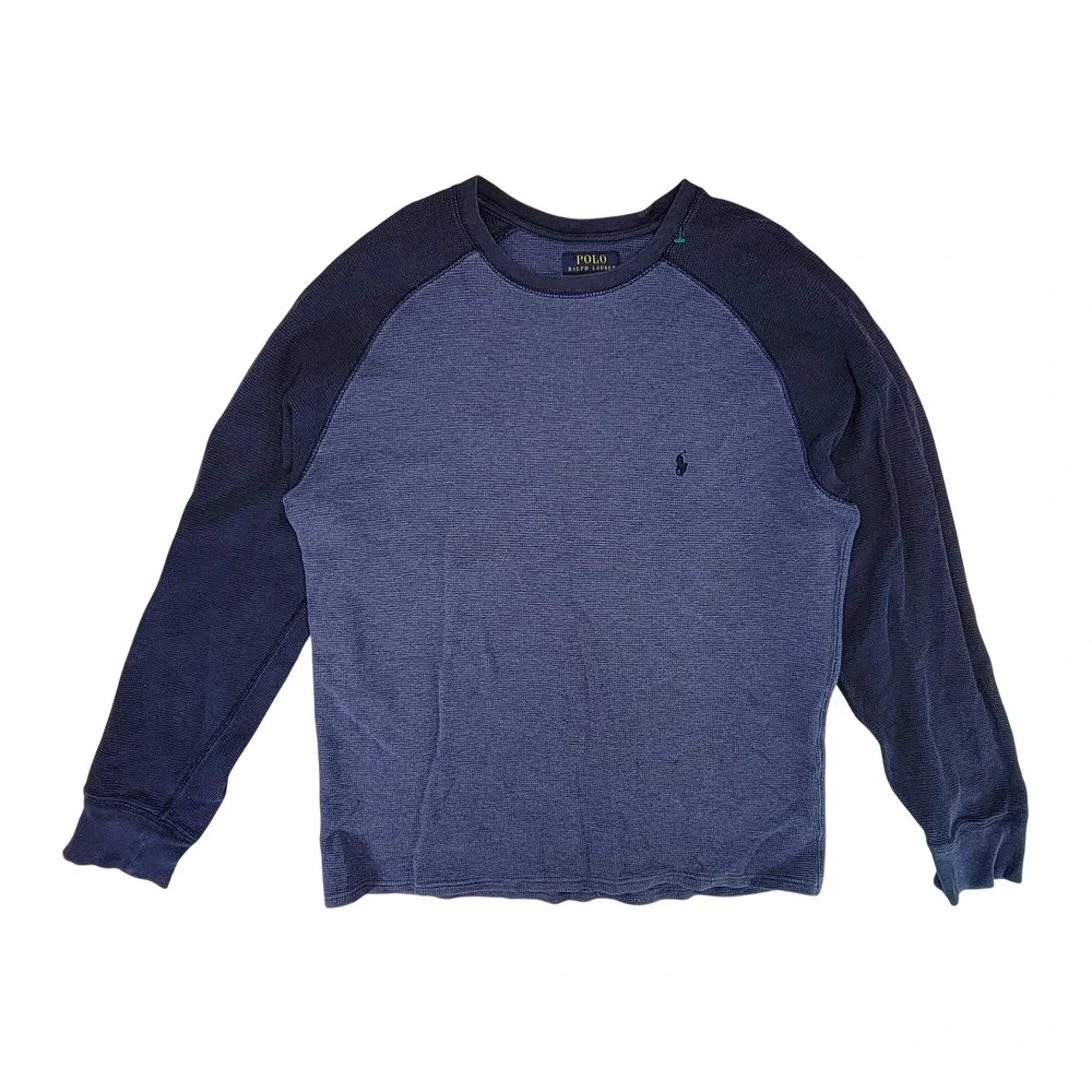 Polo Ralph Lauren Men's Long Sleeve Knit Crewneck Shirt L Navy Blue‎